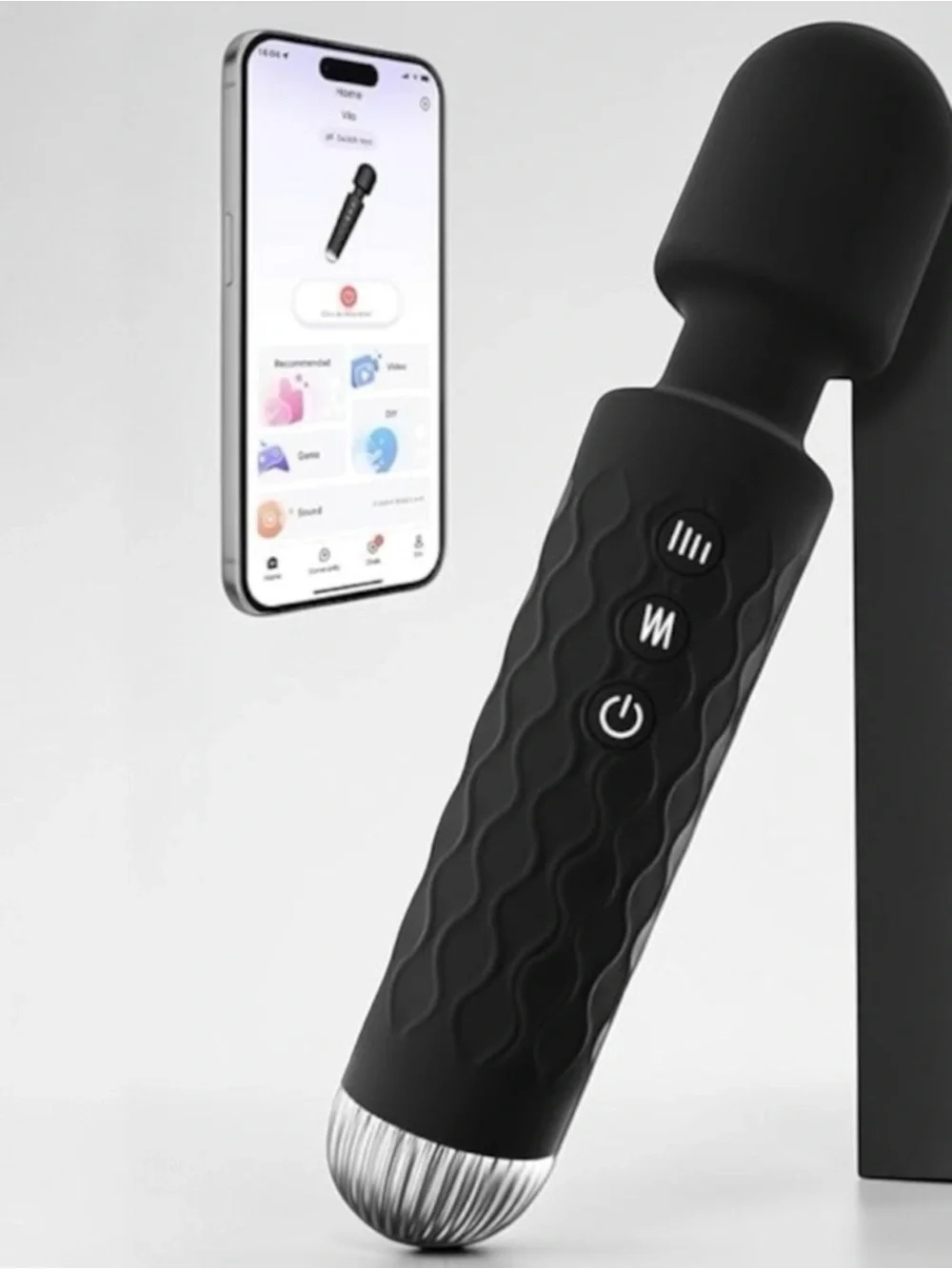 Black Massage Wand: Multi Vibration Modes, App & Waterproof. SEALED/NEW